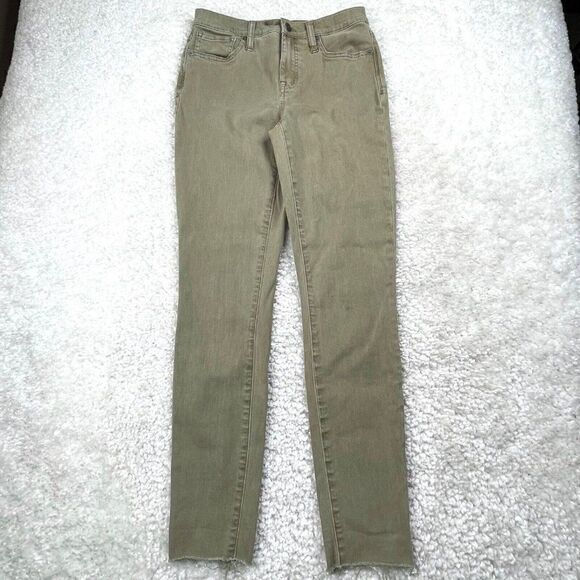 Madewell 9" High Rise Skinny Jean Green Raw Hem - Picture 2 of 14